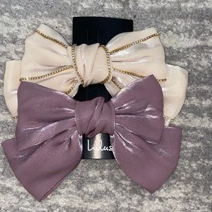 Lulu’s Lilac and Beige Oversized Bow Hair Clip Set